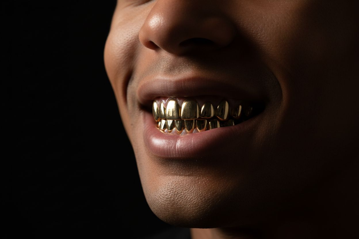 Grillz em uso — sorriso editorial